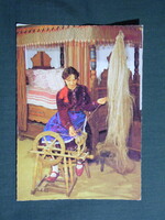 Képeslap,Csorna,Kapuvár,Rábaközi népviselet,népművészet látkép,részlet,1986-