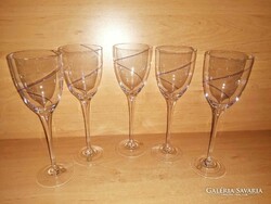 Talpas üveg pohár kék csíkkal - 5 db egyben (z-3)