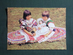 Képeslap,Tard,Matyó népviselet,népművészet látkép,részlet,1986-