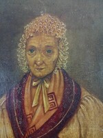 HÖLGY IMAKÖNYVVEL - ANTIK XVIII.-XIX. sz.-i OLAJ-VÁSZON FESTMÉNY