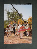 Képeslap,Buják népviselet,népművészet látkép,részlet,1976-