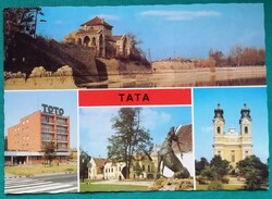 Tata, Öreg-tó, Zsigmond vár, templom, Ady Endre utca, postatiszta képeslap, 1979
