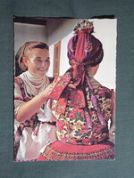 Képeslap,Buják népviselet,népművészet látkép,részlet,1973-