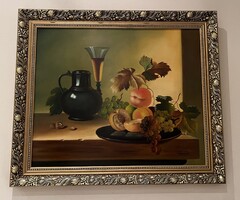Gyümölcsös csendélet Nagybányai mestertől tanult Szepesi hiperrealista festő. Aranyozott szép keret