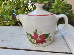 Hollóházi porcelán_a 2-4 szem. Seherezádé kotyogós kávéfőző kannája, kiöntője_mikulásvirágos