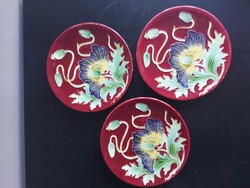 ! 3 db Josef Steidl, festett majolika tányérok korukhoz képest szép állapotban, jelzettek - 919