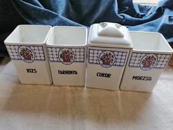 Hollóházi antique granite spice jars