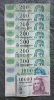 Retro pénz csomag! 7x200, 1x1000, 1x10000 HUF.... Képek szerinti állapotban! Szakadás, hiány nincs!