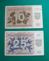 Litvánia -  10 és 25 Talonas  - 1991 - használt
