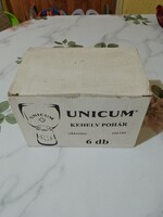 6 darabos új, dobozos Unicumos 4cl-es kehelypohár készlet