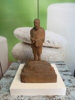 Kupay Sándor Mezőtúr 1975 Faragott Fa Szobor - “ Végtisztesség “ A156