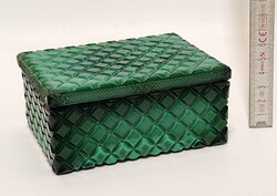 Cseh Bohemia Glass, malachit zöld üvegdoboz (3486)