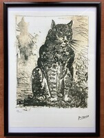 Pablo Picasso /1881-1973/ "A macska "/cica / eredeti,aláírt , számozott litográfia, limitált kiadás