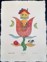 Ef Zámbó István - Jelképcsendélet 44 x 32 cm EBP, merített papír