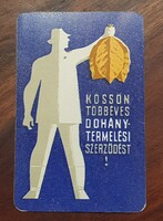 Kártya naptár, retró, reklám, dohány 1966