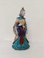 Olasz kerámia Eugenio Pattarino antik terrakotta szobor kínai házaspár egyike 1950 Firenze 403