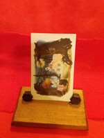 Old wooden table photo holder, (the picture inside is only decoration) 15 x 8 x 4 cm according to the pictures