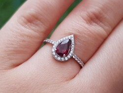 925 ös ezüst gyűrű Mozambik gránát drágakővel 7es meret