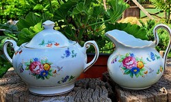 Cukortartó tejkiöntö Angol Tuscan teás cseszékhez rozsás és aranyozott