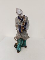 Olasz kerámia Eugenio Pattarino antik terrakotta szobor kínai házaspár egyike 1950 Firenze sérült