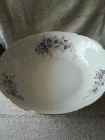 Cmielow lengyel porcelán kerek kínáló tál ibolya mintával+ egy mély tányér