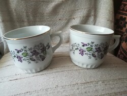 Cseh porcelán bögrepár, ibolya mintás