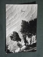 Képeslap,Balaton part,vitorlás hajó látkép,részlet,1963-