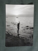 Képeslap,Balaton part,naplemente,erotikus női modell látkép,részlet,1963-