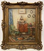 Garantáltan eredeti! Nagy Vilmos (1874-1953) olaj, vászon festmény szép állapotban! Nagy méret!