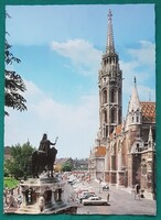 Budapest, Mátyás-templom, Szent István szobor, postatiszta képeslap, 1983