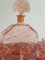 ART Deco lazacszínű pálinkás/likőrös
