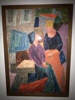 Prokop Péter(1919-2003) : Római piacon(Campo de’ Fiori) eredeti olajfestmény.