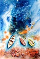 Boats V -   watercolor painting - Csónakok V -  akvarell festmény