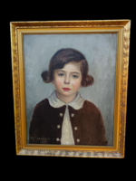 Csejtei Joachim Ferenc - Olaj-Vászon Festmény - Kislàny Portré - 1929.