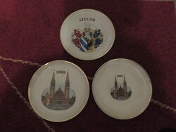 3 db.Hollóházi, porcelán, Szeged  tányér