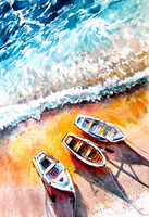 Boats IV -   watercolor painting - Csónakok IV -  akvarell festmény