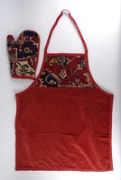 1W433 Régi keleti szőnyeg betétes kötény és sütőkesztyű