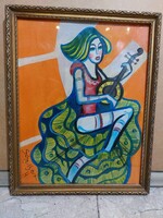 Scheiber Hugó jelzéssel festmény, 26  x 34 cm, olaj, karton, 1396