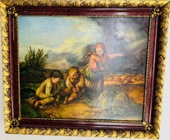 Matéka - Dolgozó Gyermekek - Olajfestmény