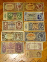 11 DB. VEGYES KÜLÖNFÉLE PENGŐ BANKJEGY PAPÍRPÉNZ BANKÓ 1930 - 1946