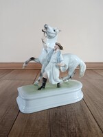 Régi Herendi porcelán Lovát fékező csikós
