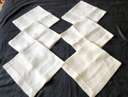 KORONA MONOGRAM SZECESSZÓS azsúrozott FEHÉR szalvéta szett GARNITÚRA 6 DARAB -OS.