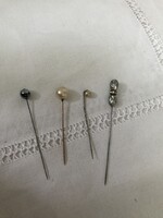 4 db kalap vagy nyakkendő tű 1 talán ezüst valódi gyöngy 3 bizsu