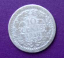 10 Cent - Holland 1918 ezüst