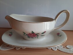 Szószos mártásos, porcelán, krém színű alapon, szép rozsa mintás