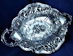 KÁPRÁZATOS, ANTIK, EZÜST KÍNÁLÓ, HANAU, CA. 1890!!!