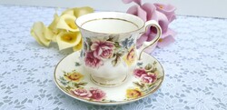 Angol finom csont porcelán virágmintás teás szett