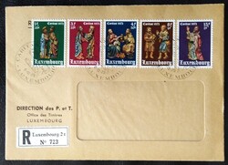 LUXf871-5f / Luxemburg 1973 Vallási szobrocskák bélyegsor FDC-n futott
