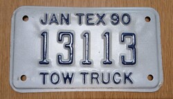 Régi USA motor motorkerékpár rendszám rendszámtábla 1990-ből 13113 Texas