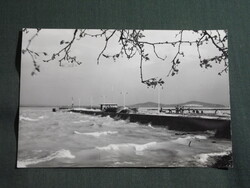 Képeslap,Balaton part,móló,kikötő látkép,részlet,1964-